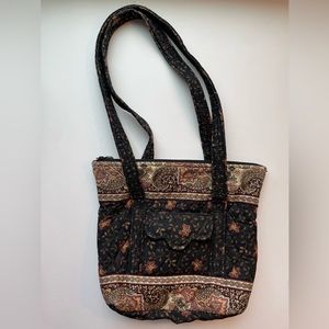 Small Vera Bradley Tote w/ Zip Closure Retired Black Walnut Pattern